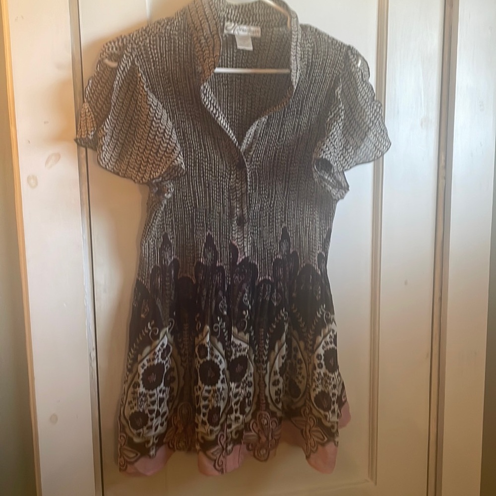Brown and pink floral blouse
